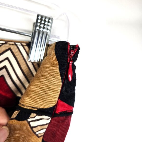 Ann Taylor Loft Petite Retro 70s 80s Geometric Mini Skirt in Red Black - Picture 3 of 8